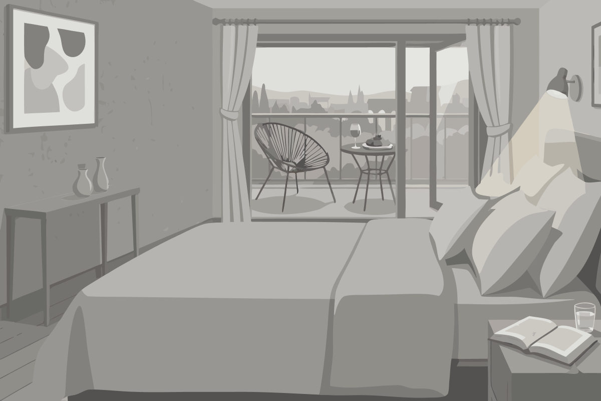 Chambre Lit King-Size avec Douche Accessible en Fauteuil Roulant - Adaptée aux Personnes à Mobilité Réduite